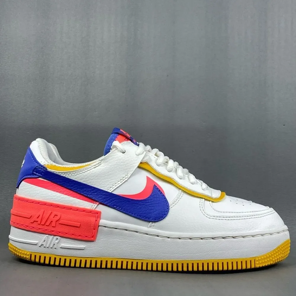 Nike Air Force 1 Shadow White Flash Crimson Astronomy Blue womens size 8